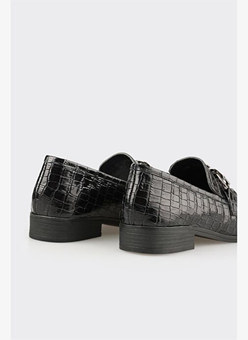 Siyah Deri Kadın Günlük Ayakkabı - Görsel 6