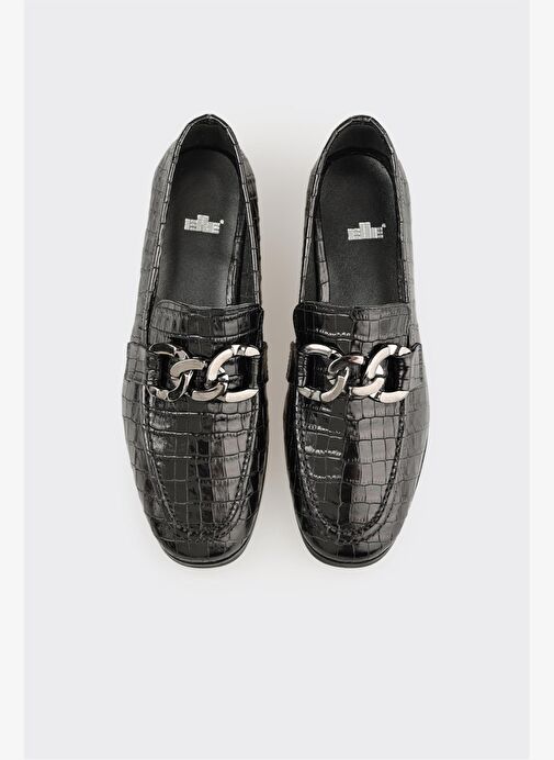 Siyah Deri Kadın Günlük Ayakkabı - Görsel 5