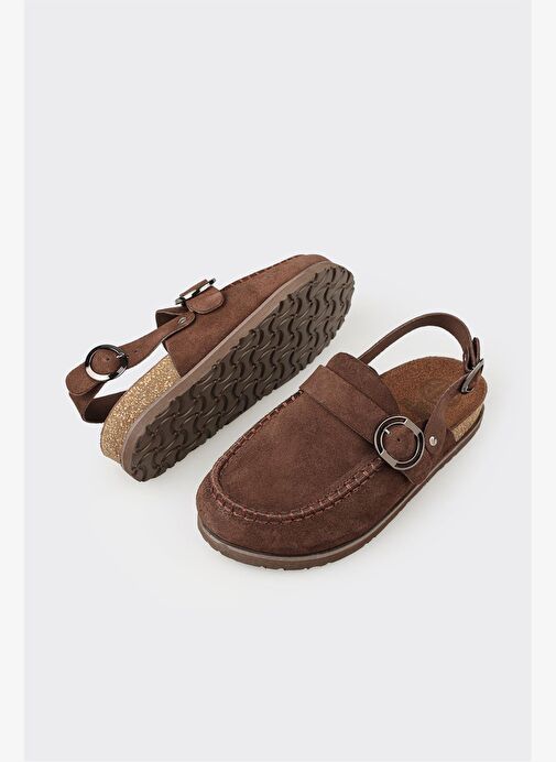 Kahve Deri Kadın Terlik - Görsel 4