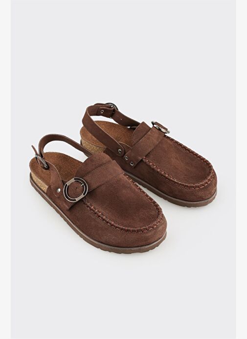 Kahve Deri Kadın Terlik - Görsel 3