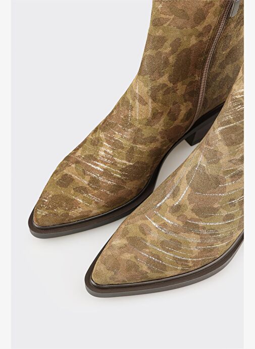 Yeşil Deri Kadın Western Bot - Görsel 5