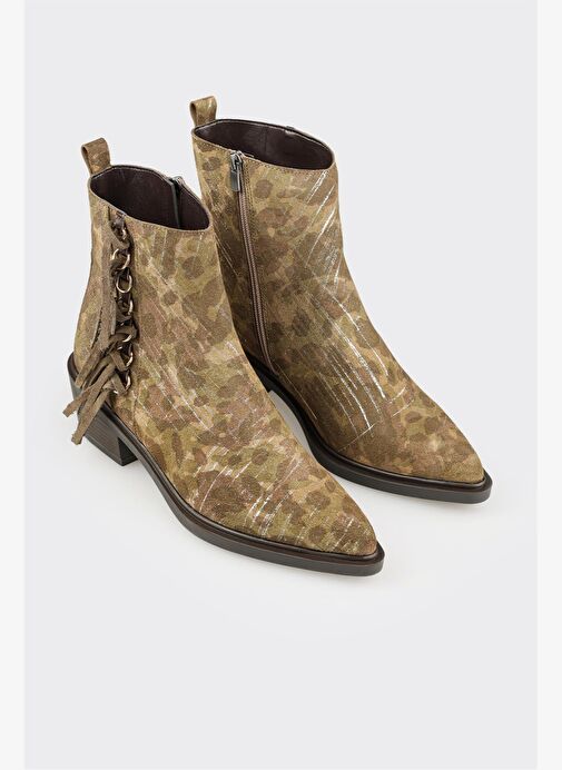 Yeşil Deri Kadın Western Bot - Görsel 3