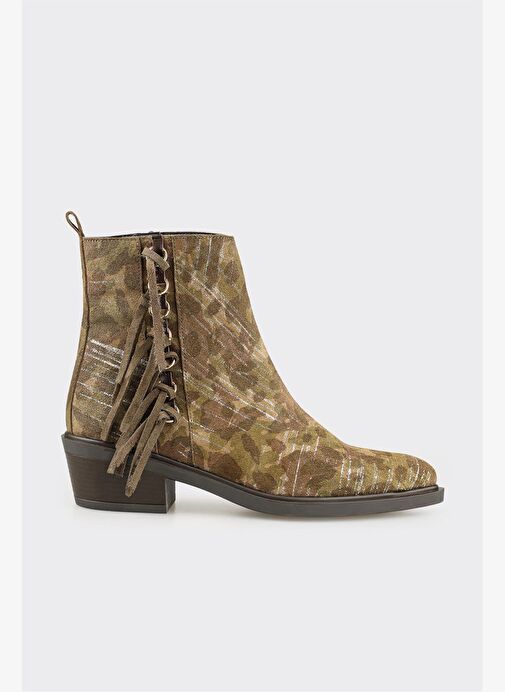 Yeşil Deri Kadın Western Bot - Görsel 2