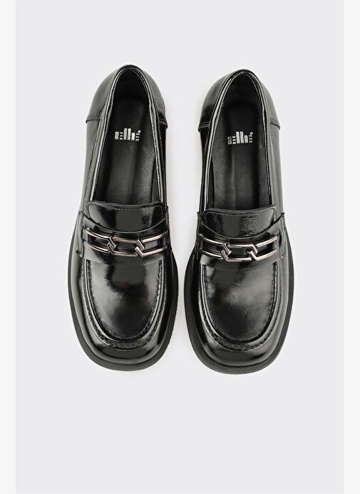 Siyah Deri Kadın Topuklu Ayakkabı - Görsel 5