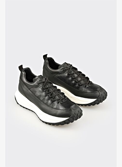 Siyah Deri Erkek Spor Ayakkabı - Görsel 3