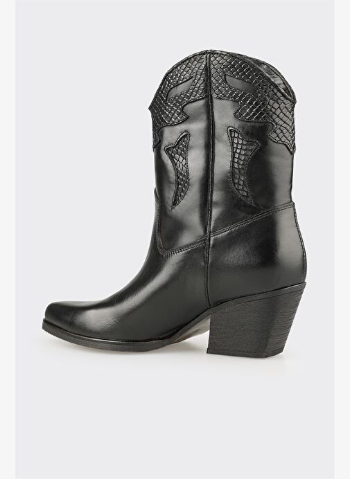 Siyah Deri Kadın Bot - Görsel 4