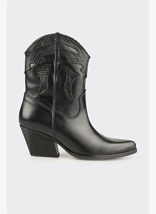 Siyah Deri Kadın Bot - Görsel 2