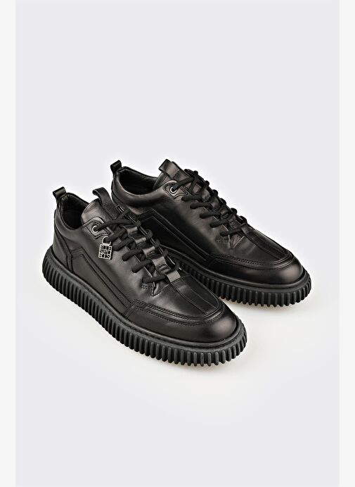Siyah Deri Erkek Günlük Ayakkabı - Görsel 3