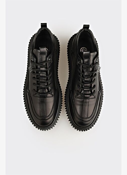 Siyah Deri Erkek Günlük Ayakkabı - Görsel 5
