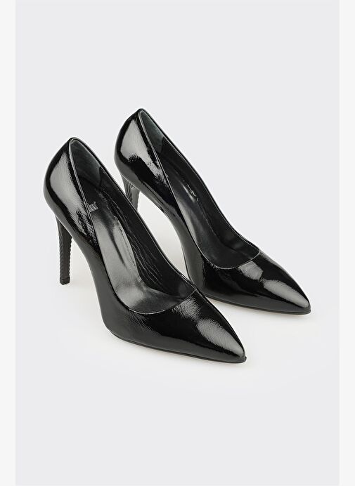Siyah Deri Kadın Stiletto - Görsel 3