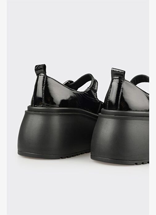 Siyah Deri Kadın Topuklu Ayakkabı - Görsel 6