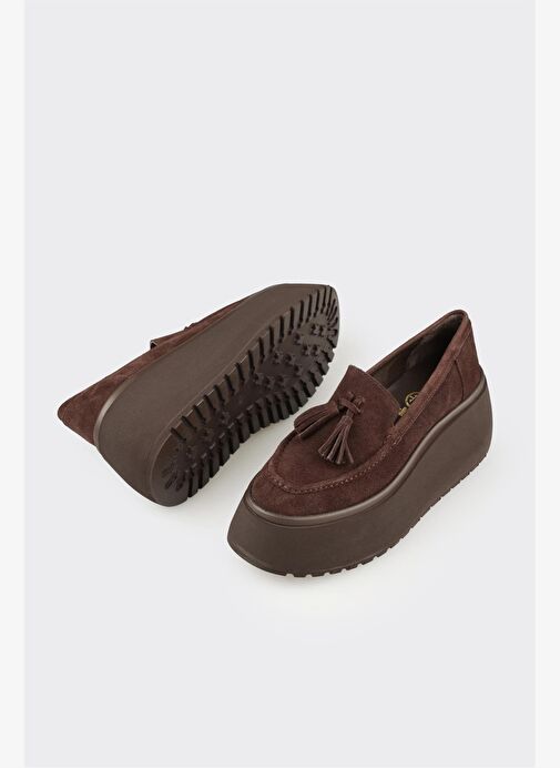 Kahve Deri Kadın Topuklu Ayakkabı - Görsel 4