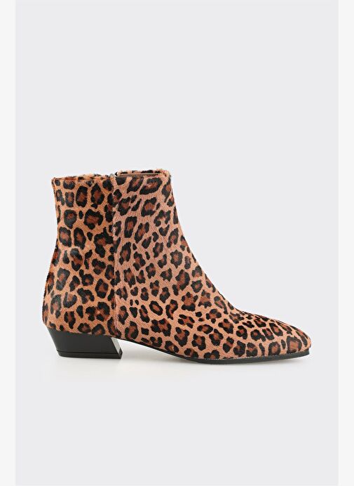 Taba Hayvan Desenli Deri Kadın Klasik Bot - Görsel 2