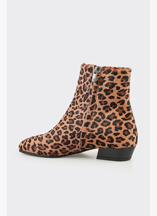 Taba Hayvan Desenli Deri Kadın Klasik Bot - Görsel 4