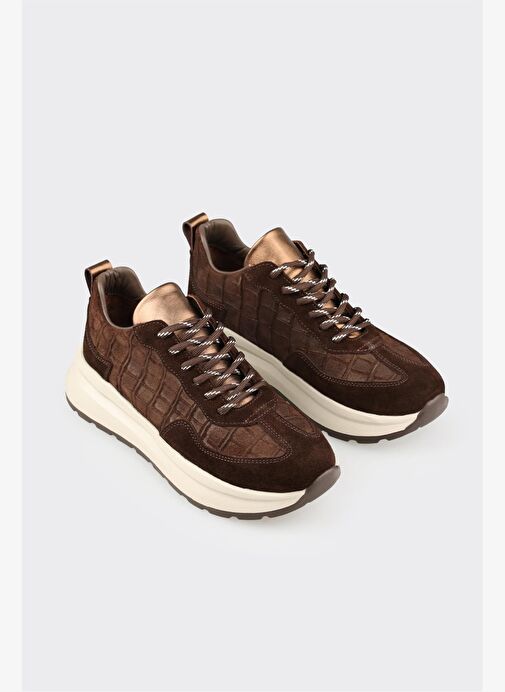 Kahve Deri Kadın Spor Ayakkabı - Görsel 3