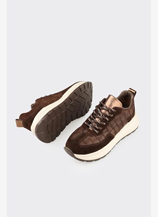 Kahve Deri Kadın Spor Ayakkabı - Görsel 4