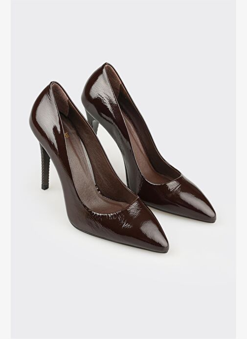 Kahve Deri Kadın Stiletto - Görsel 3