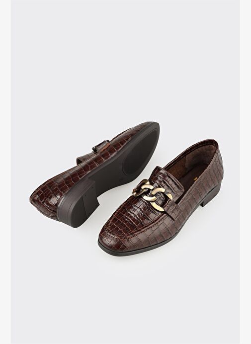 Kahve Deri Kadın Günlük Ayakkabı - Görsel 4