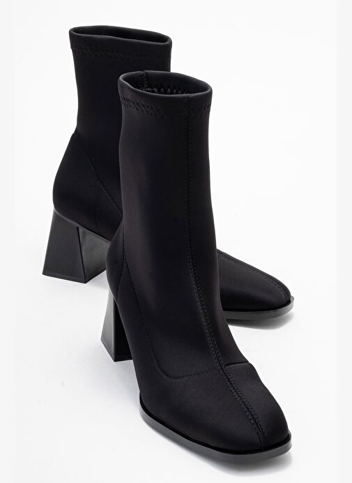 PLESA Siyah Scuba Kadın Kalın Topuklu Bot - Görsel 2