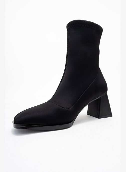PLESA Siyah Scuba Kadın Kalın Topuklu Bot - Görsel 5