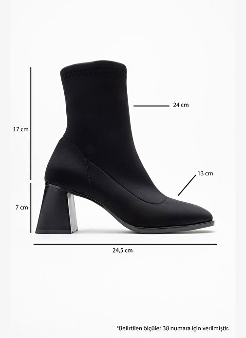 PLESA Siyah Scuba Kadın Kalın Topuklu Bot - Görsel 7