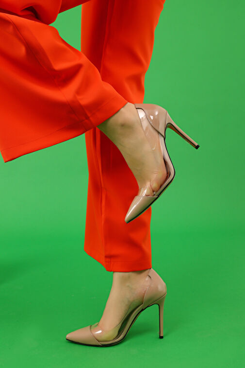 Nemesis Shoes Nude Kadın Rugan Topuklu Ayakkabı 39881 - Görsel 5