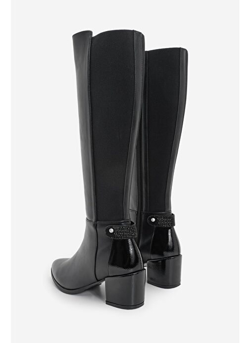 Kadın Fermuarlı Günlük Klasik Topuklu Çizme Aret Siyah - Görsel 6
