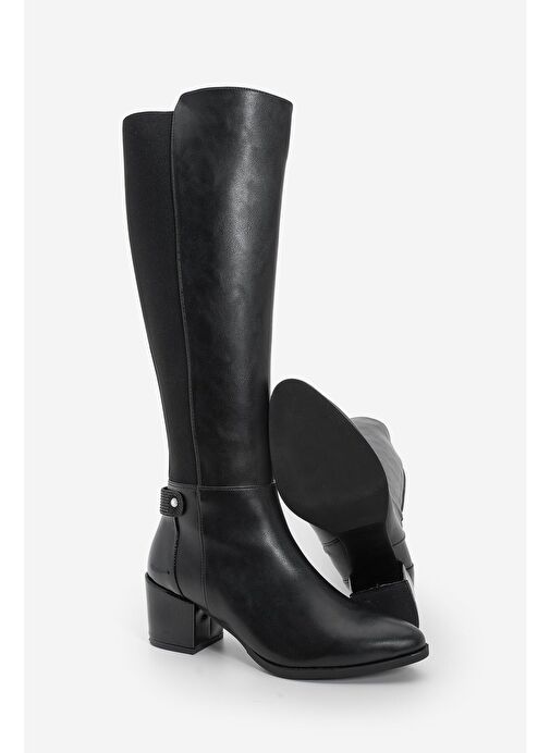 Kadın Fermuarlı Günlük Klasik Topuklu Çizme Aret Siyah - Görsel 7