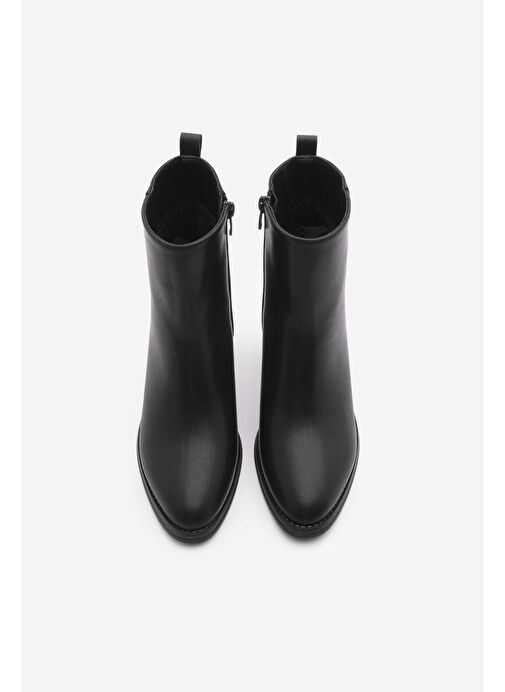 Kadın Topuklu Bot Sivri Burun Fermuarlı Cerin Siyah - Görsel 8