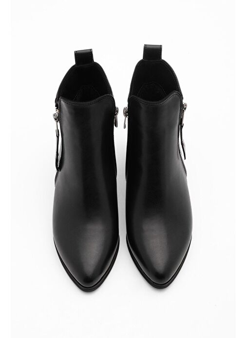 Kadın Topuklu Bot&Bootie Sivri Burun Fermuarlı Günlük Klasik Bot Avore Siyah - Görsel 6