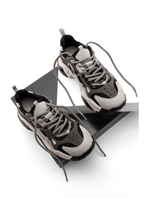 Kadın Yüksek Taban Sneaker Bağcıklı Spor Ayakkabı Edisa Siyah - Görsel 3