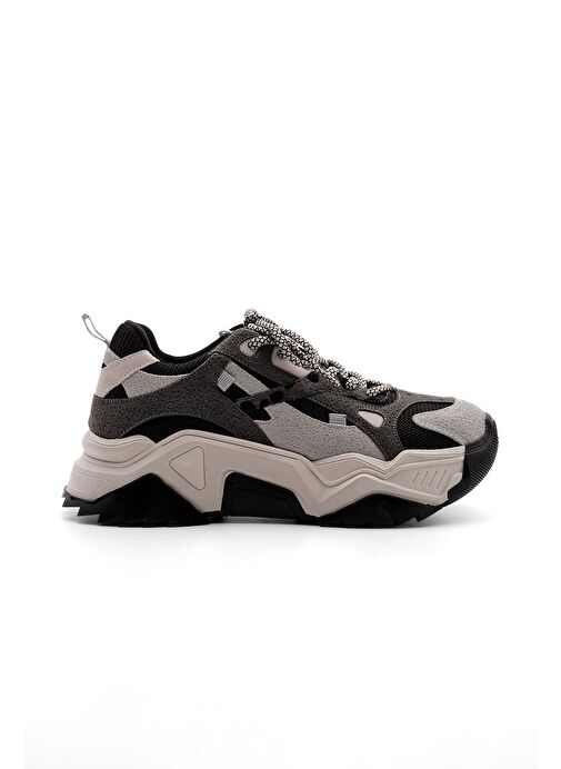 Kadın Yüksek Taban Sneaker Bağcıklı Spor Ayakkabı Edisa Siyah - Görsel 5