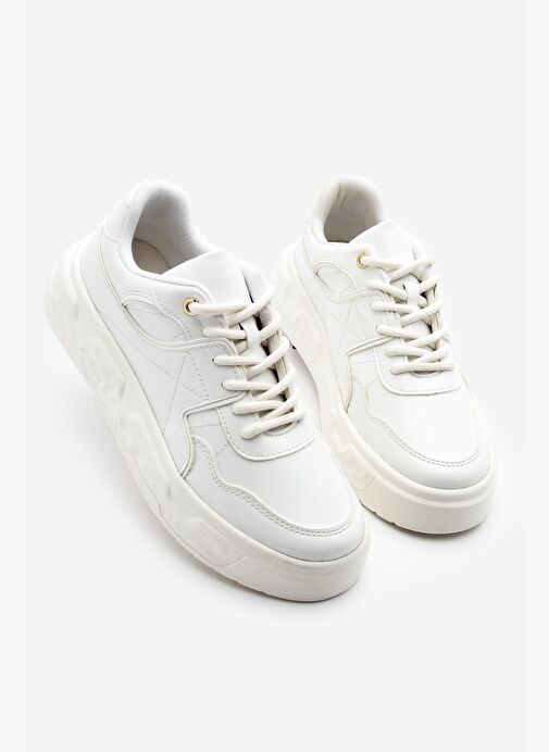 Kadın Sneaker Kalın Taban Spor Ayakkabı Petro Beyaz - Görsel 2