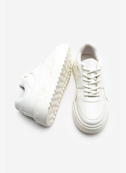 Kadın Sneaker Kalın Taban Spor Ayakkabı Petro Beyaz - Görsel 9