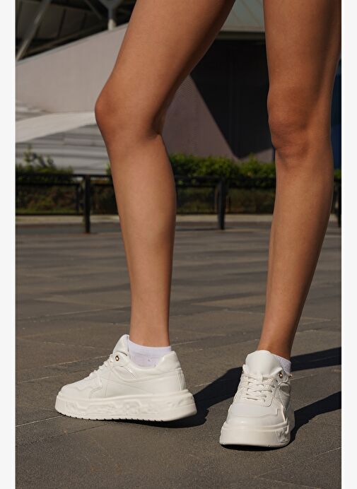 Kadın Sneaker Kalın Taban Spor Ayakkabı Petro Beyaz - Görsel 3