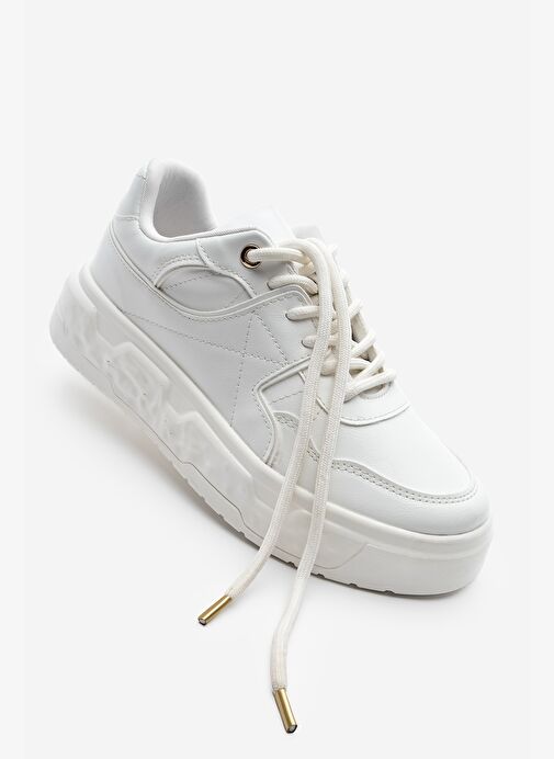 Kadın Sneaker Kalın Taban Spor Ayakkabı Petro Beyaz - Görsel 4