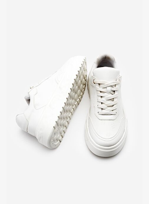 Kadın Sneaker Baskılı Kalın Desenli Taban Spor Ayakkabı Maysa Beyaz - Görsel 8
