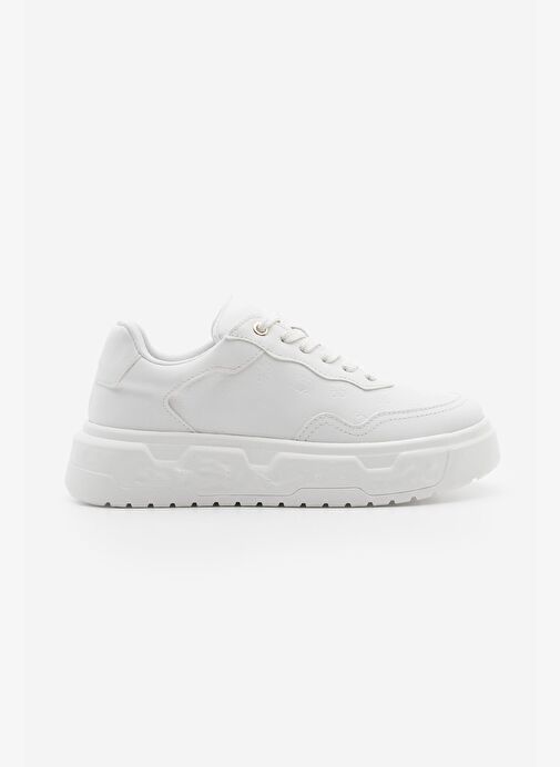 Kadın Sneaker Baskılı Kalın Desenli Taban Spor Ayakkabı Maysa Beyaz - Görsel 4