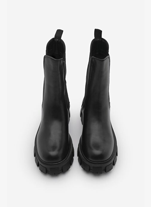 Kadın Lastikli Günlük Bot Kalın Tırtıklı Taban Eslona Siyah - Görsel 6