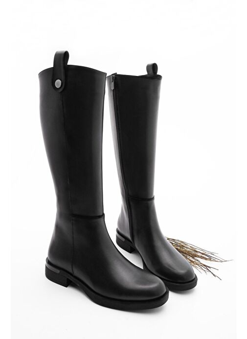 Kadın Günlük Çizme Dizaltı Fermuarlı Lindo Siyah - Görsel 2