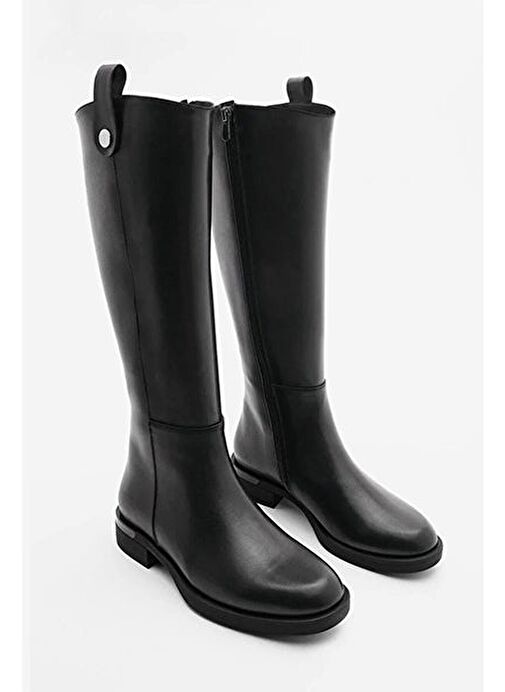 Kadın Günlük Çizme Dizaltı Fermuarlı Lindo Siyah - Görsel 6