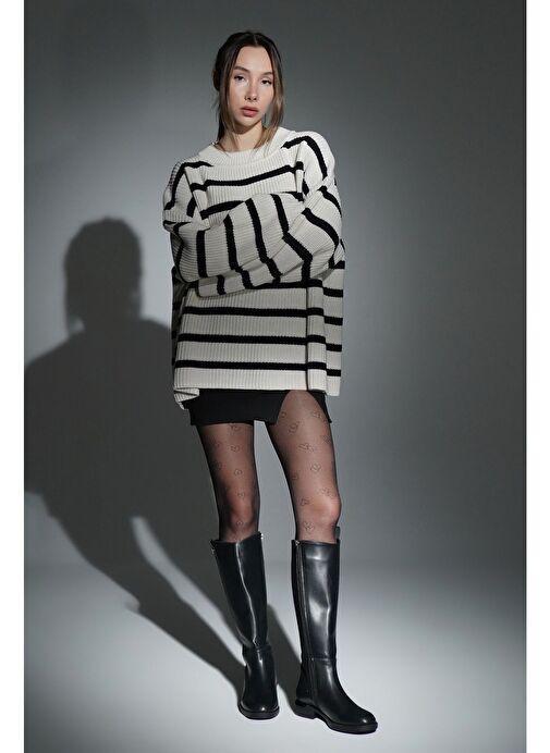 Kadın Günlük Çizme Dizaltı Fermuarlı Lindo Siyah - Görsel 9