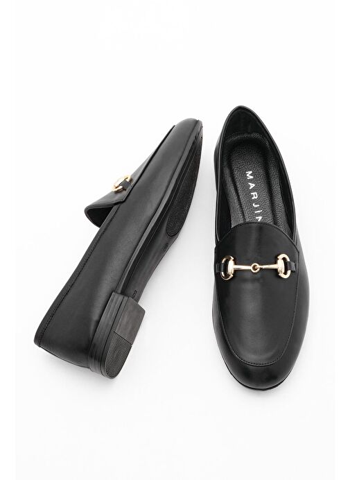 Kadın Hakiki Deri Zincirli Loafer Günlük Ayakkabı Tanle Siyah - Görsel 2