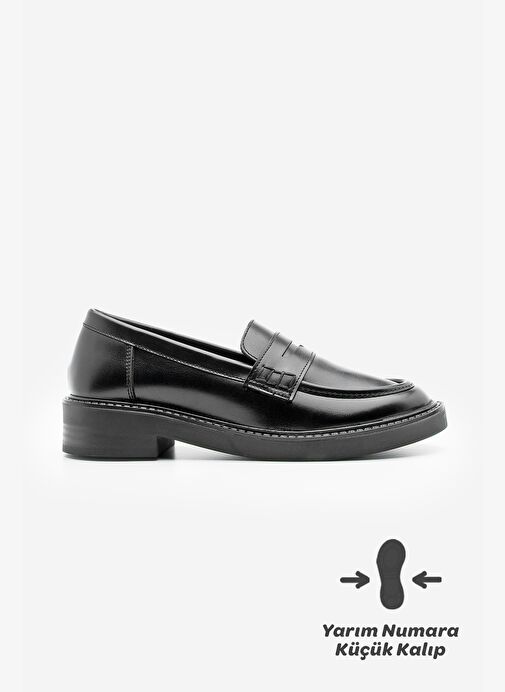 Kadın Loafer Günlük Klasik Ayakkabı Casual Makosen Fonle Siyah - Görsel 5