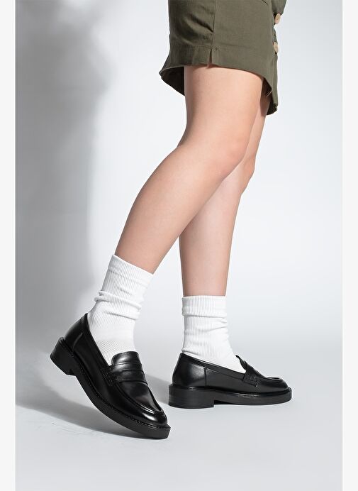 Kadın Loafer Günlük Klasik Ayakkabı Casual Makosen Fonle Siyah - Görsel 6