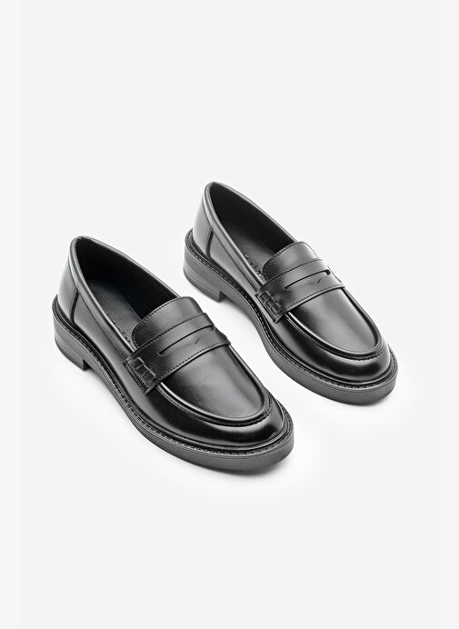 Kadın Loafer Günlük Klasik Ayakkabı Casual Makosen Fonle Siyah - Görsel 7