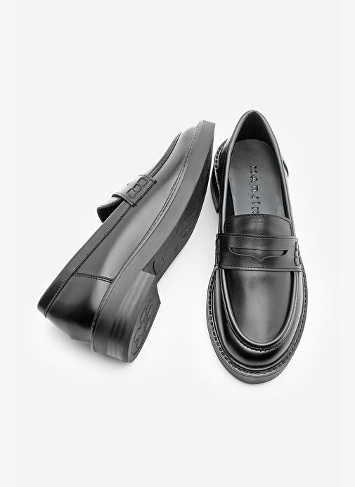 Kadın Loafer Günlük Klasik Ayakkabı Casual Makosen Fonle Siyah - Görsel 9