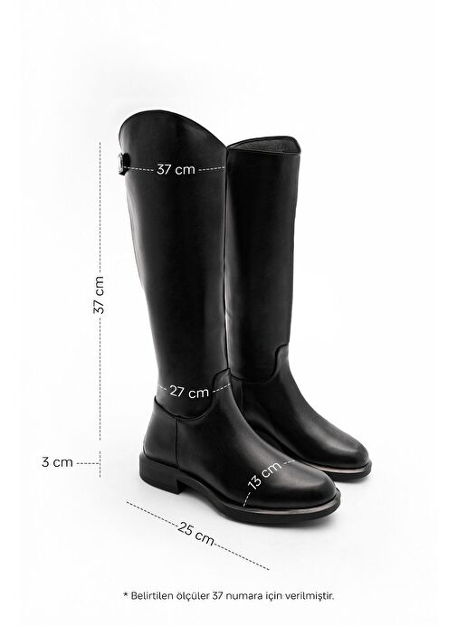 Kadın Günlük Çizme Dizaltı Arkadan Fermuarlı Milana Siyah - Görsel 5