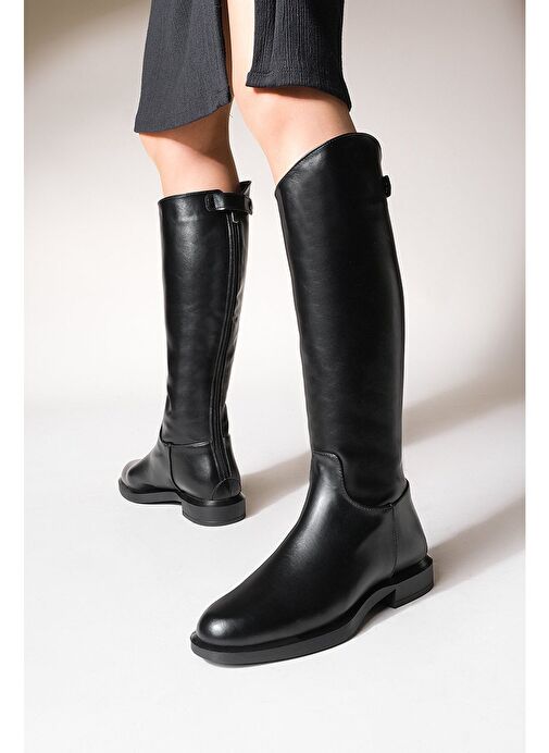 Kadın Günlük Çizme Dizaltı Arkadan Fermuarlı Milana Siyah - Görsel 6