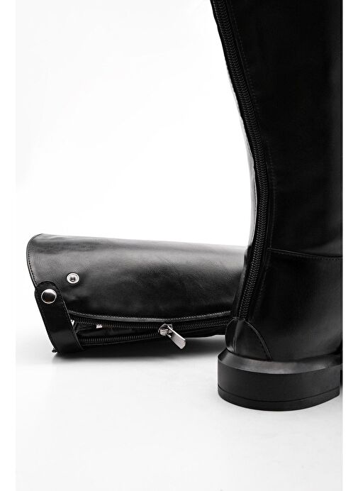 Kadın Günlük Çizme Dizaltı Arkadan Fermuarlı Milana Siyah - Görsel 9